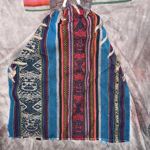 Juan Carlos Centeno Baca Organic Hand Made Tribal Patchwork Lace Front Tee - Picture 12 of 15